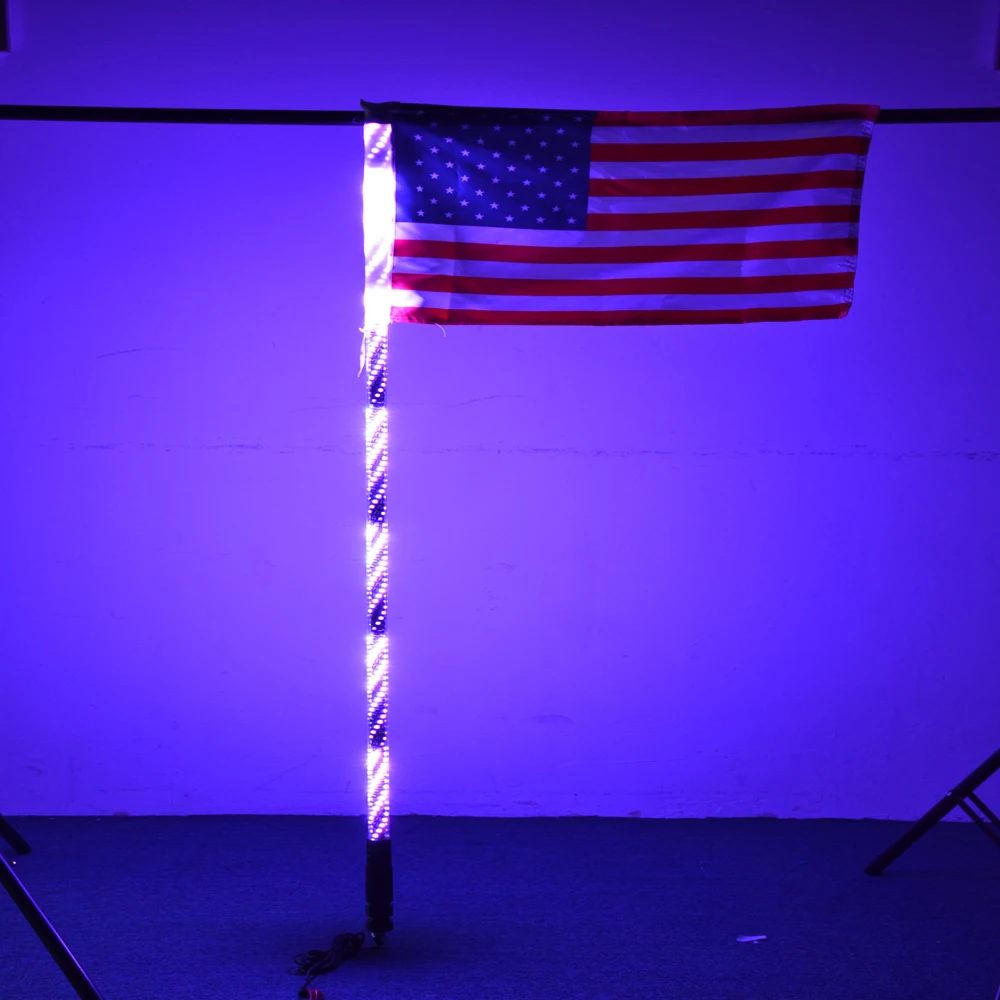 6FT 1.8M RGB LED Lights Whip Warning Flags For Polaris RZR Offroad ATV UTV Truck Light Whip