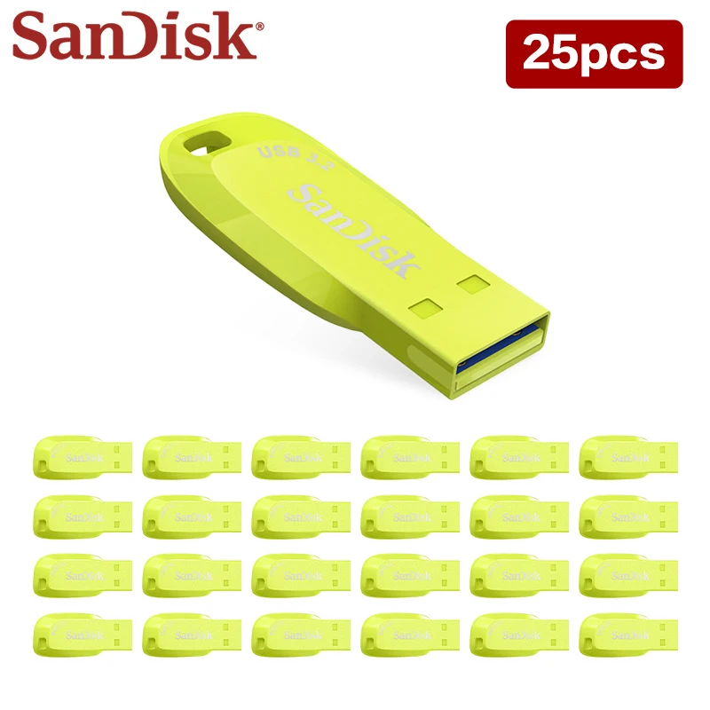 ขายส่ง SanDisk USB 3.2 ไดรฟ์ปากกา CZ410 สีเหลือง Memory Stick 25PCS 10 PCS 5PCS USB Flash Drive 128GB 64GB 32GB Original U Disk