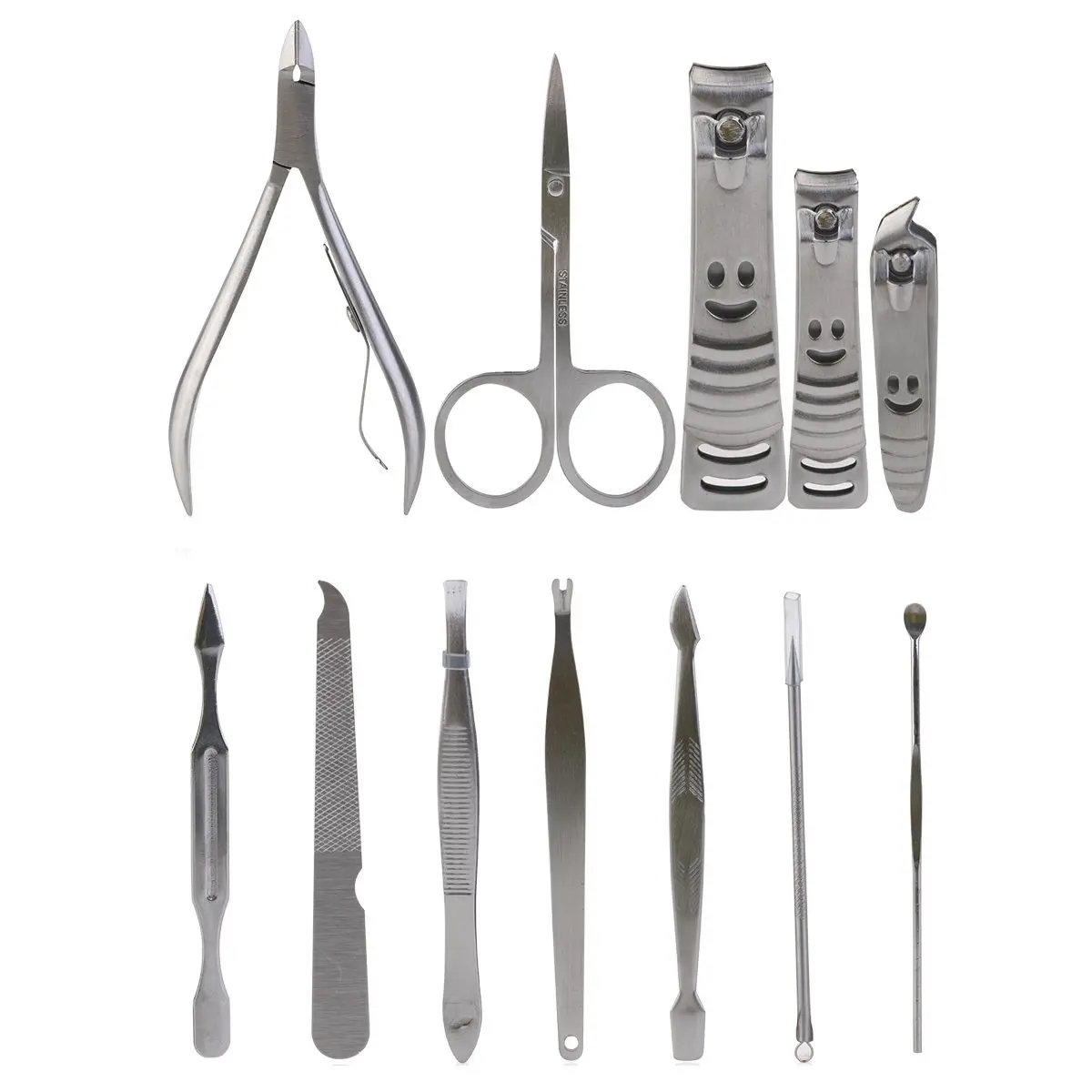 

12pcs Stainless Steel Manicure Pedicure Set Nail Scissors Nail Clippers Kit with Case ( Packaging Style)