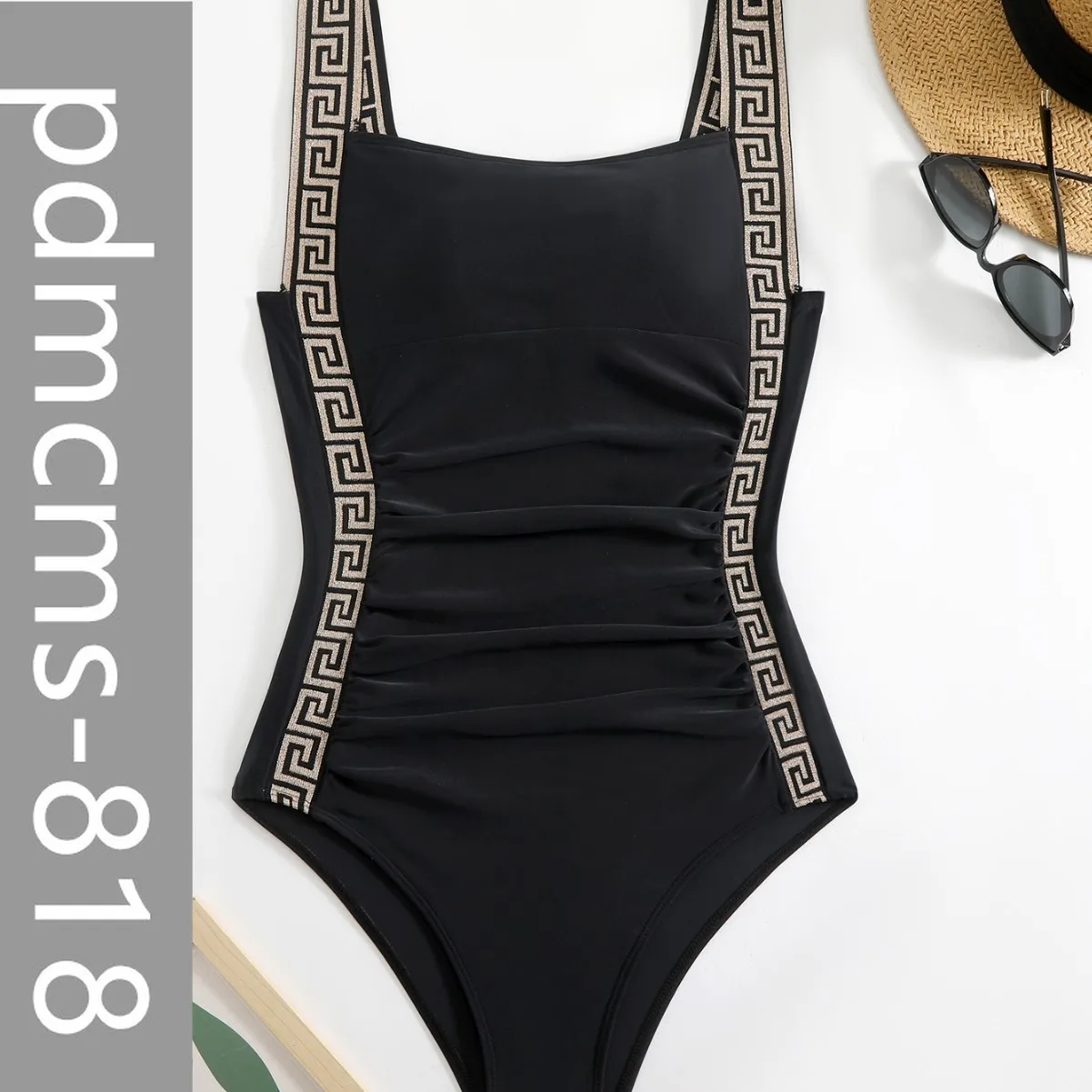 

Women's webbing one-piece swimsuit solid color suspender leakage beautiful back sexy pure desire swimsuit hot spring swimsuit wo