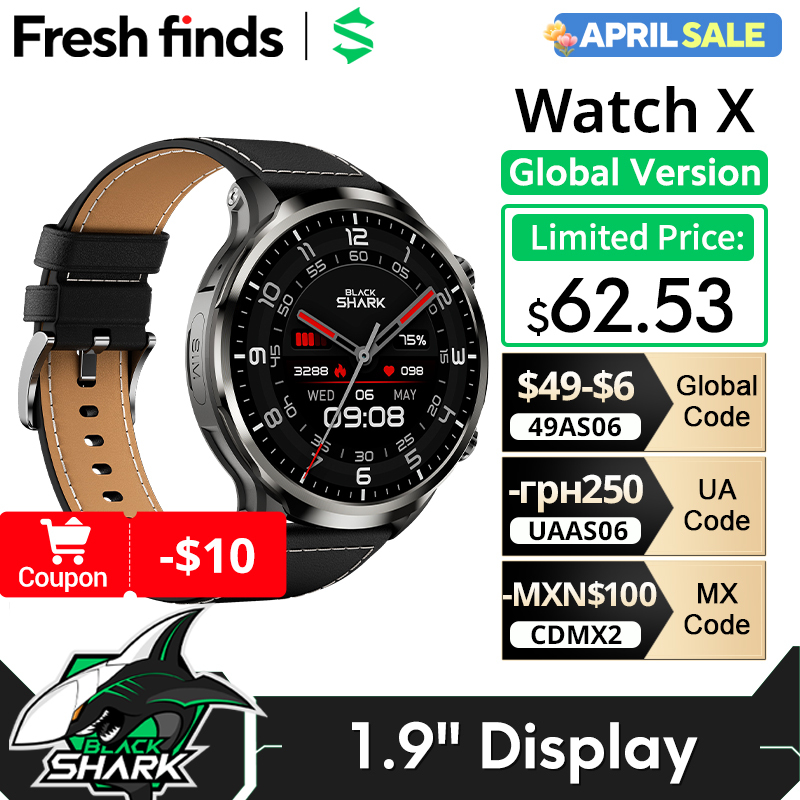  [World Premiere]Global Version Black Shark Smart Watch X 4G Android Watch 1.9″Display APP Free Download IP67 Washable 2MP Camera 