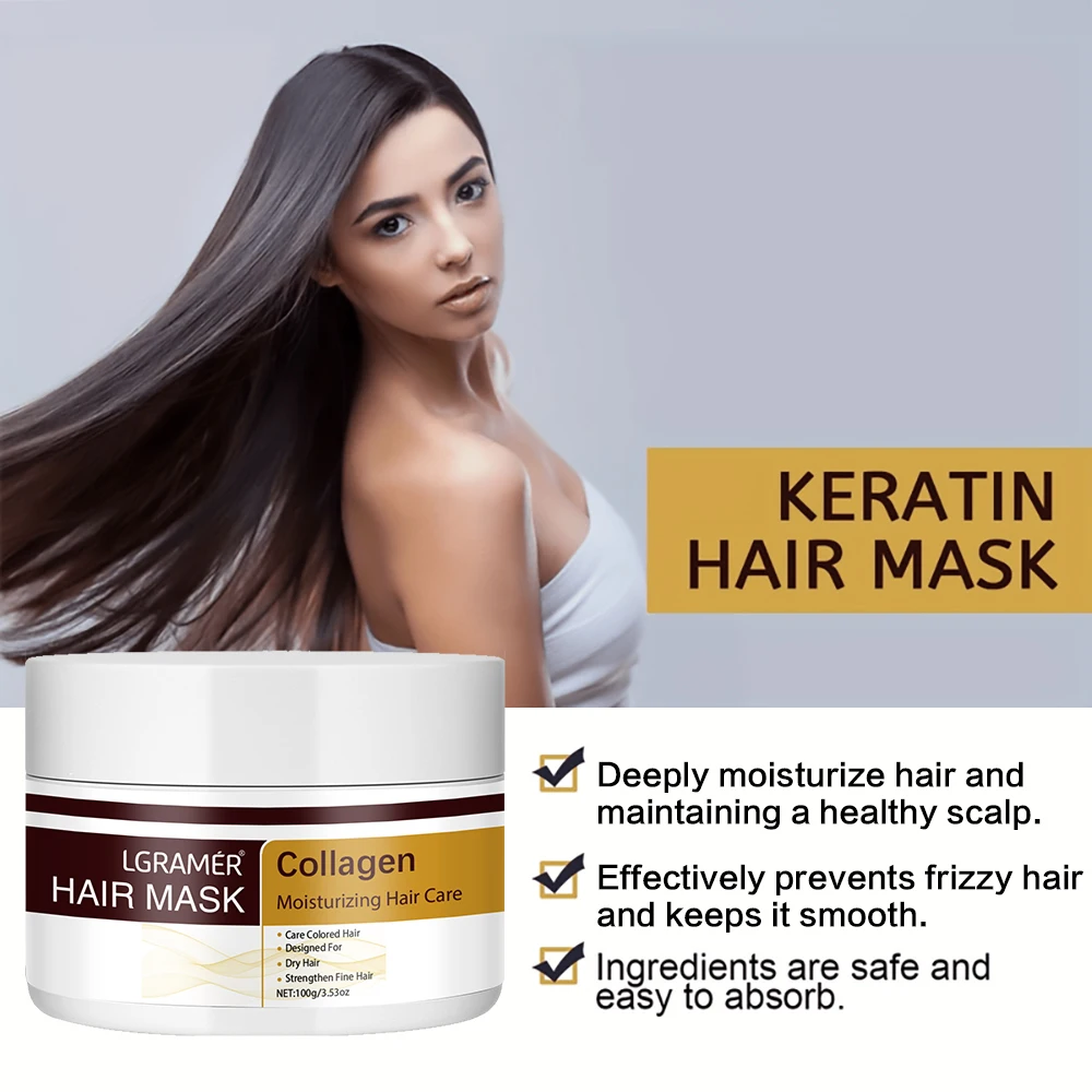 Keratin Collagen Hair Mask Magical Straighten Repair Dry Frizzy Damaged Treat Cream Pro Soft Smooth Shiny Deep Moisturizing Care