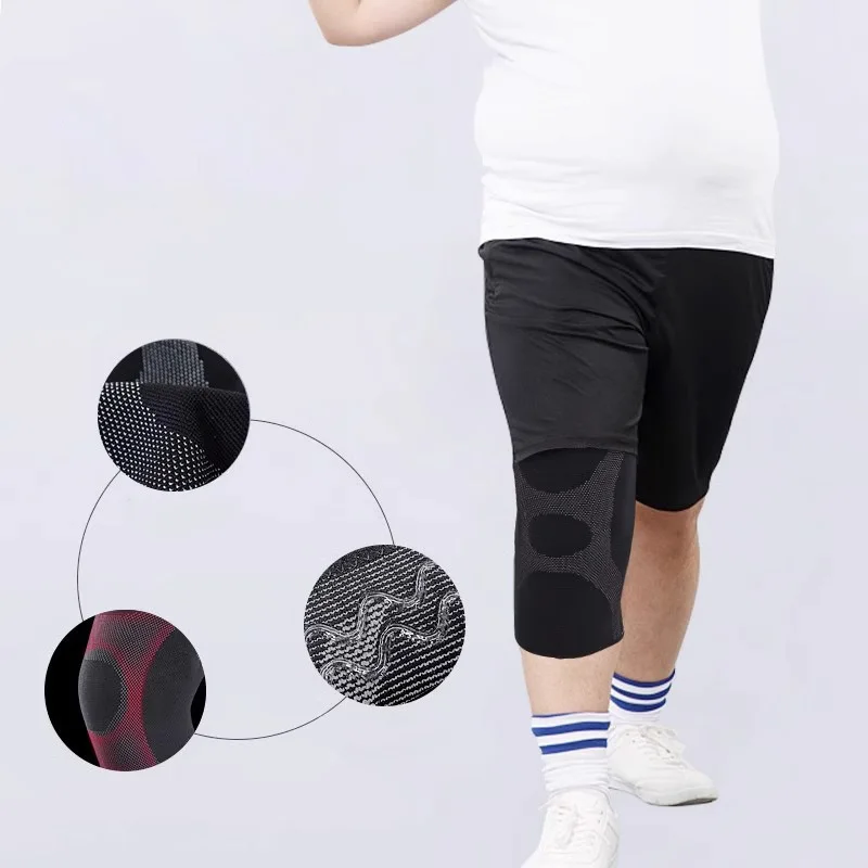 Extra große Kniebandage für 40–150 kg große Sport-Kniebandage in Übergröße, Laufen, Springen, Wandern, Kniestütze, rutschfeste Silikon-Knieschützer – Detail 11