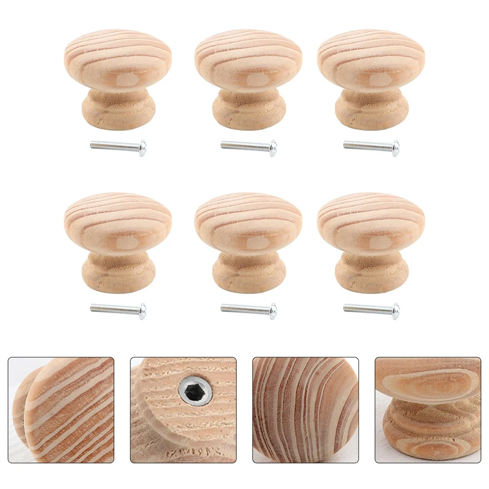 Solid Wood Handle Wooden Cabinet Knob Household Knobs Drawer Handles Door