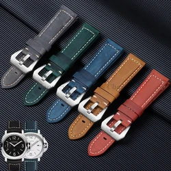 Genuine Leather Strap for Panerai PAM111/441/312 Watchband for Men Women Dark Brown Crazy Horse Leather Belt 20mm 22mm 24mm 26mm