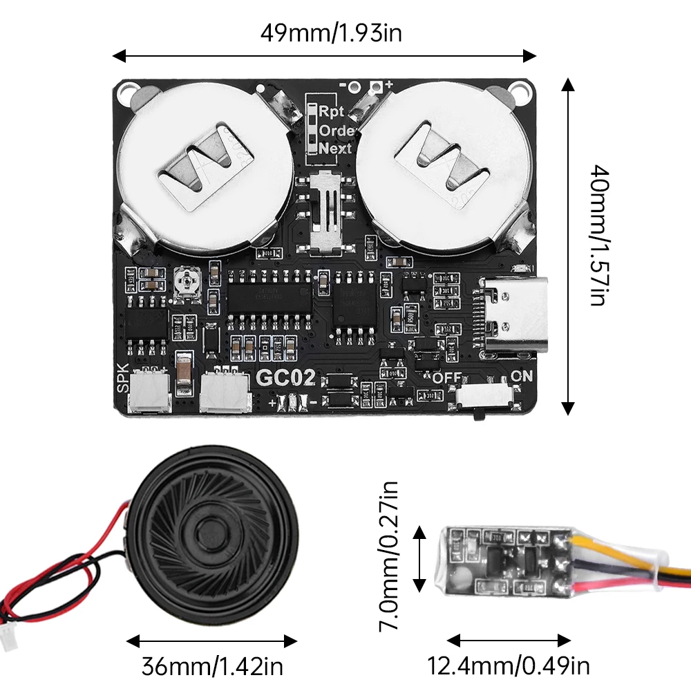 Recordable Sound Module Button/Magnet Control Sound Chip 8M MP3 WAV Music Voice Player Programmable Board with Speaker for DIY