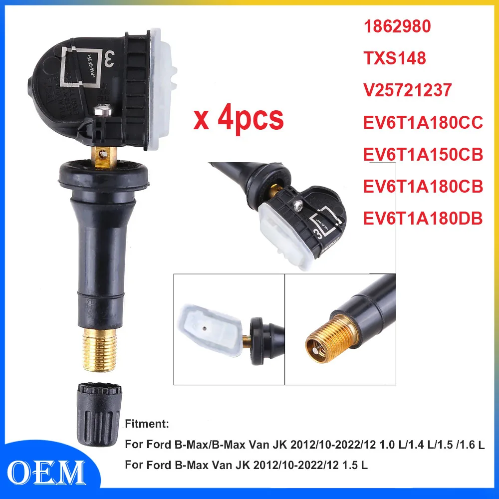 

4 шт. датчик давления в шинах TPMS, совместимый для Ford B-Max C-Max Ecosport Fiesta Focus Mondeo Kuga V25721237