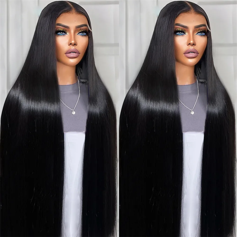 Bone Straight 13x6 13x4 Transparent Lace Frontal Wigs 180 Density Brazilian Long Natural Color Glueless Wig 4X4 Lace Closure Wig