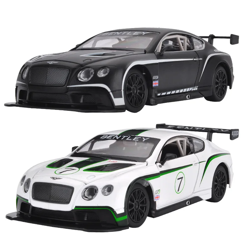 1:24 Bentley Continental GT3 High Simulation Diecast Metal Alloy Model car Sound Light Pull Back Collection Kids Toy F501