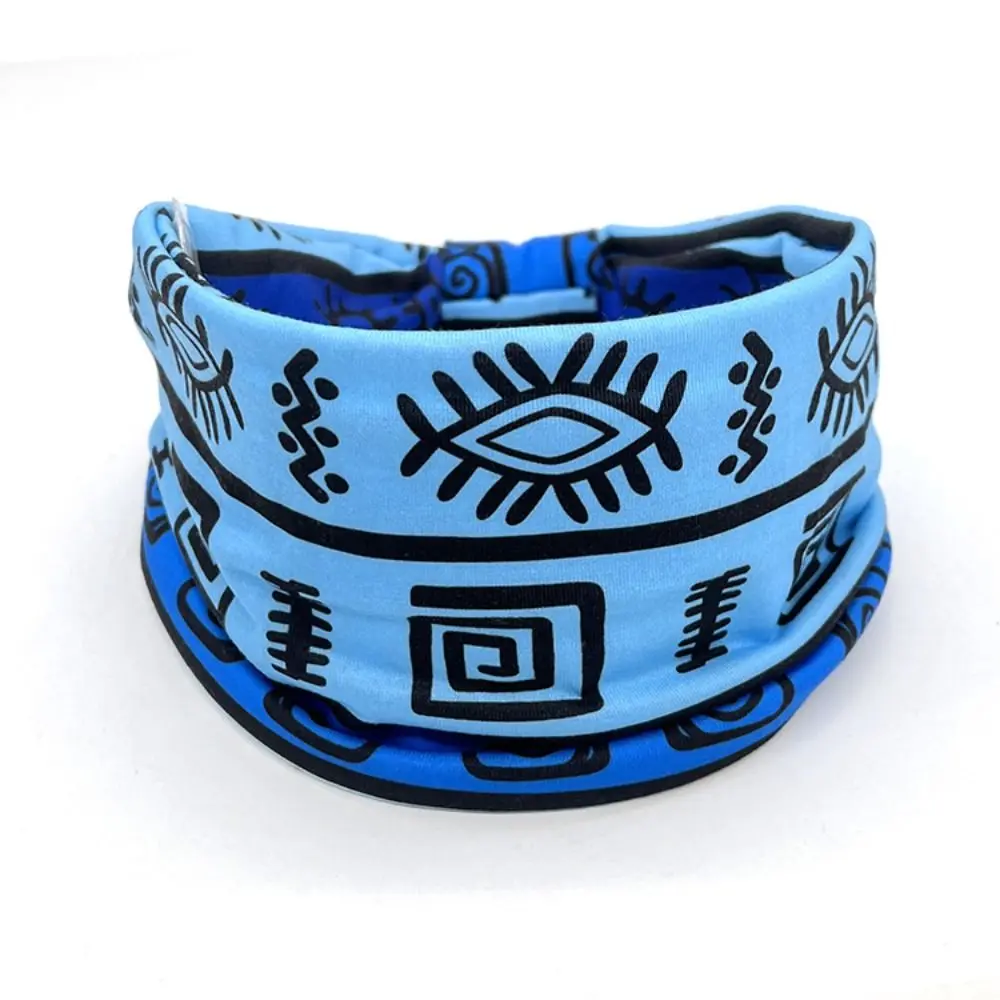 Boho Flower Print Wide Headbands Vintage Knot Elastic Turban Headwrap For Man Women Soft Bandana Cycling Headband