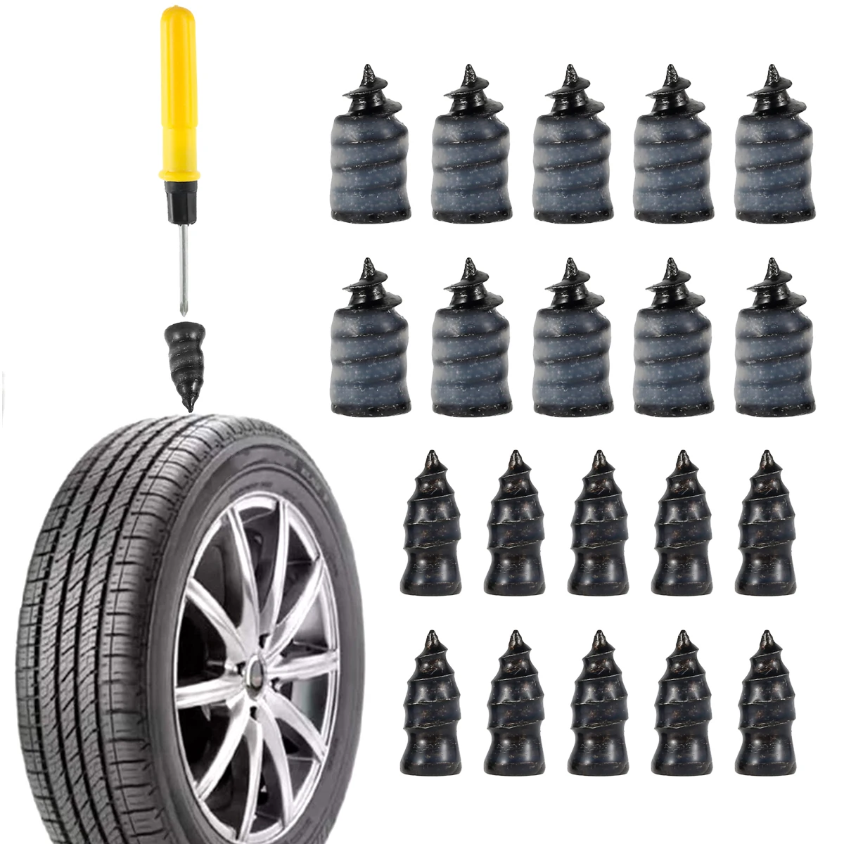 20PCS/Set Vacuum Tyre Repair Nail Tire Repair Rubber Nail Puncture Repair Nail Self-tire Repair Tire Film Nail for Car Trucks