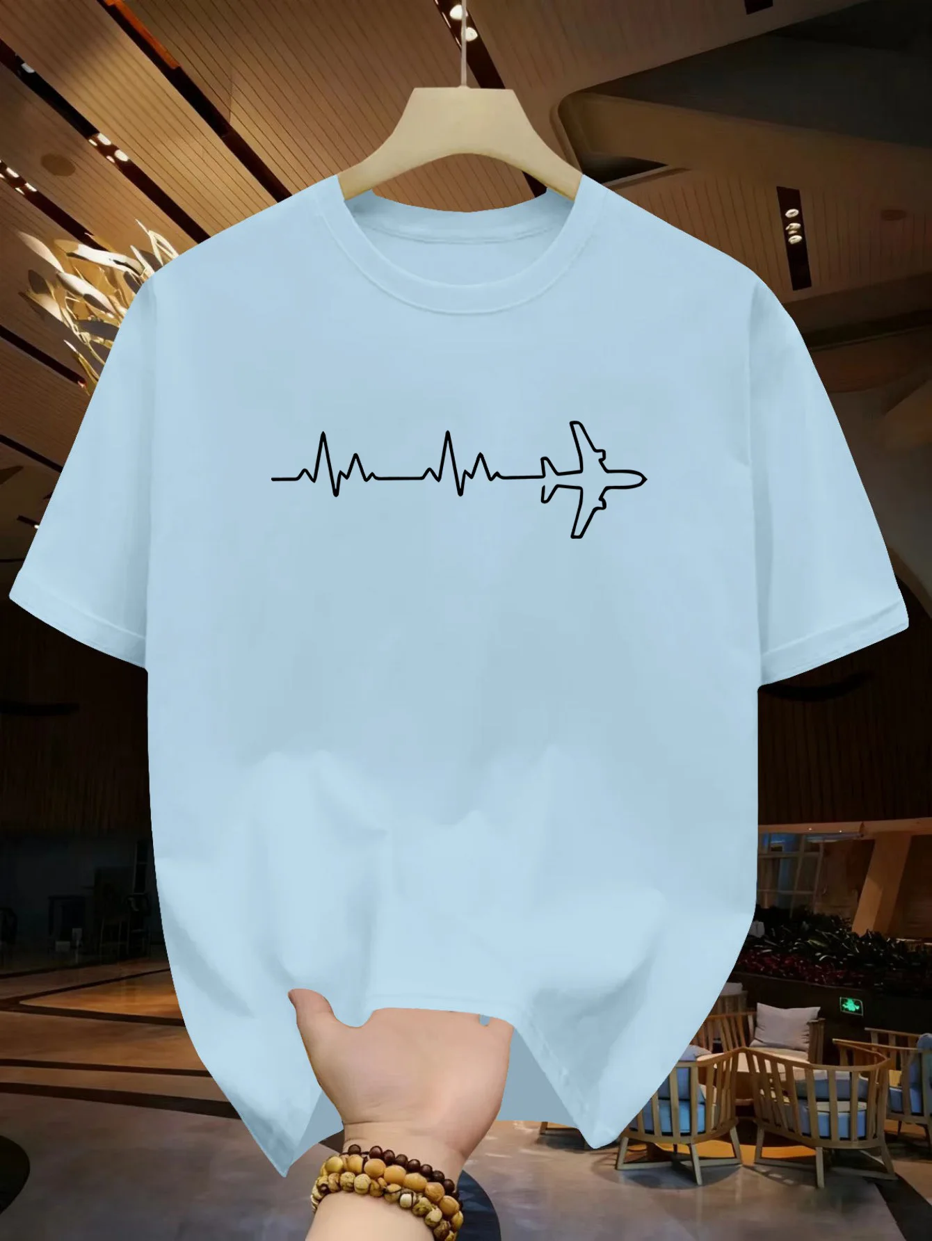 Heartbeat Flight Airplane Lines Art Printed Patterns Daily Leisure Comfortable Parent Child Fashion Children's Short Sleeves