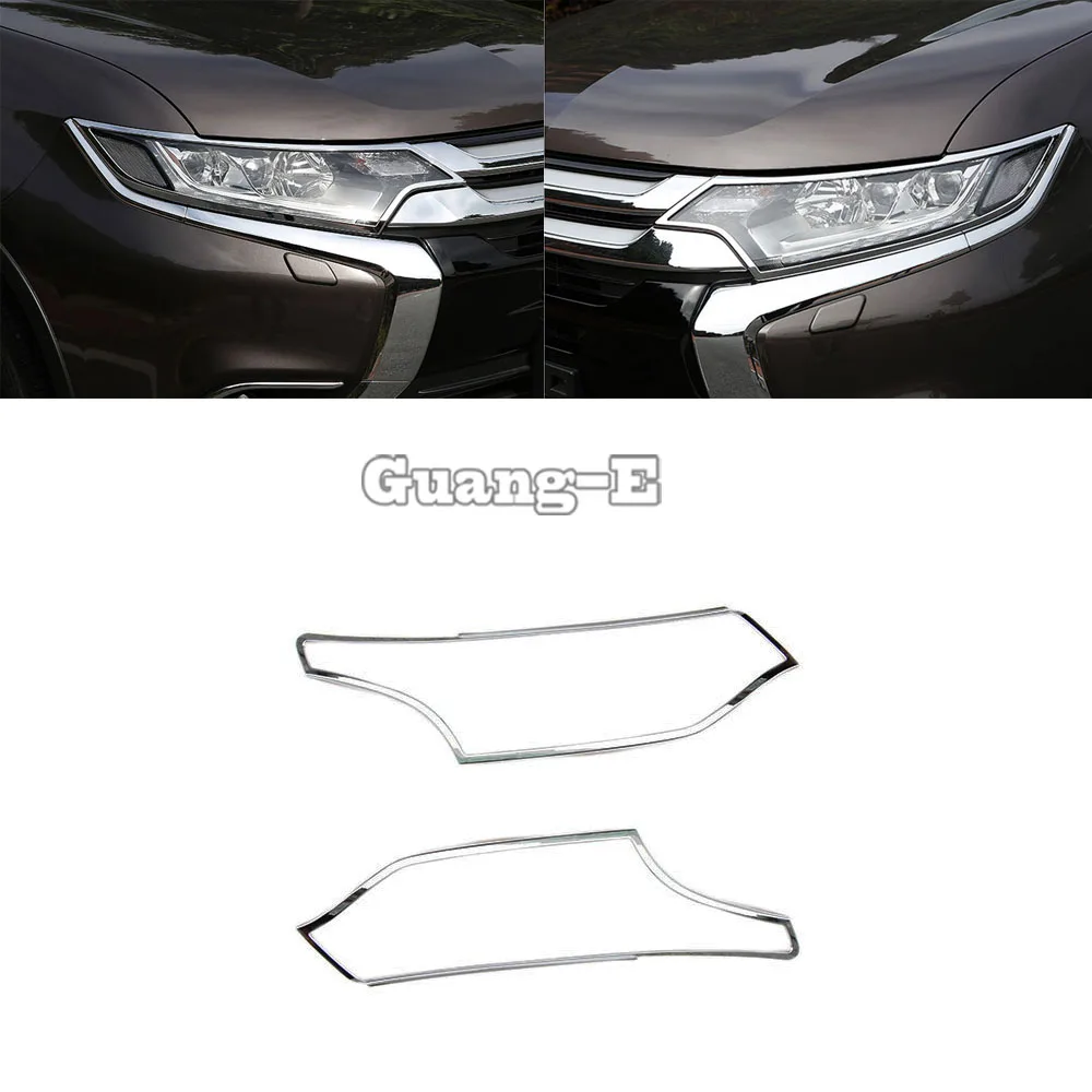 

Top For Mitsubishi Outlander 2016 2017 2018 2019 2020 Front Head Light Lamp Detector Frame Stick ABS Chrome Trim Popular 2pcs