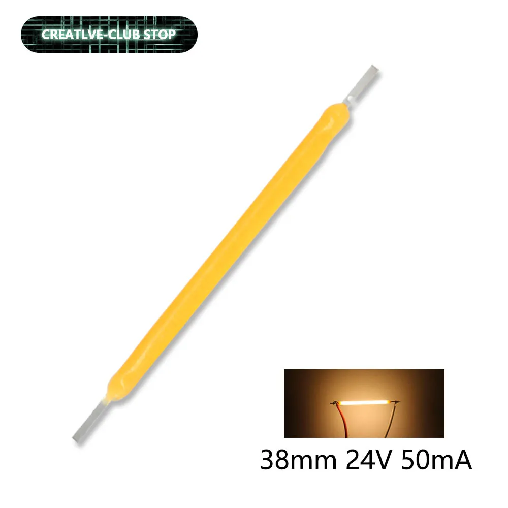 100pcs/lot 38mm DC24V 50mA LED Filament Bulb Candle Light Source COB Super Bright Lamp Beads For Glass Bulb Vintage Candle Light