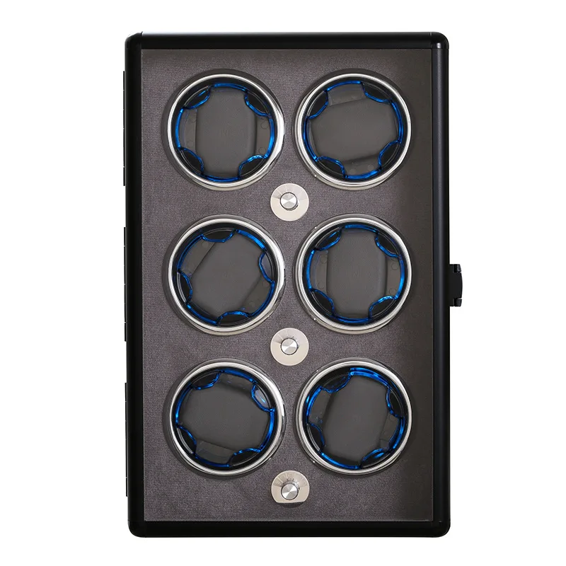 

High Quality Premium Aluminum Alloy LED Silent 6 Watch Winder Rotating Shaker Box for Automatic Watches