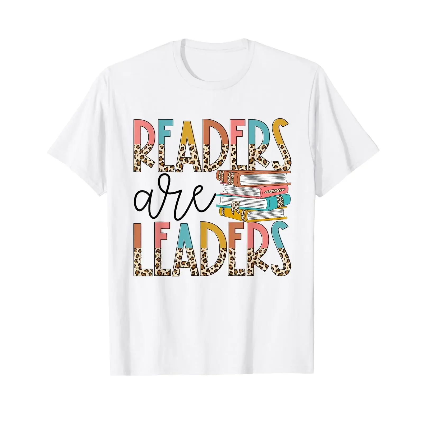 Readers Are Leaders Boho Leopard Book Lover Back To School T Shirt vintage Washed Soft Unisex graphic Casual Versatile