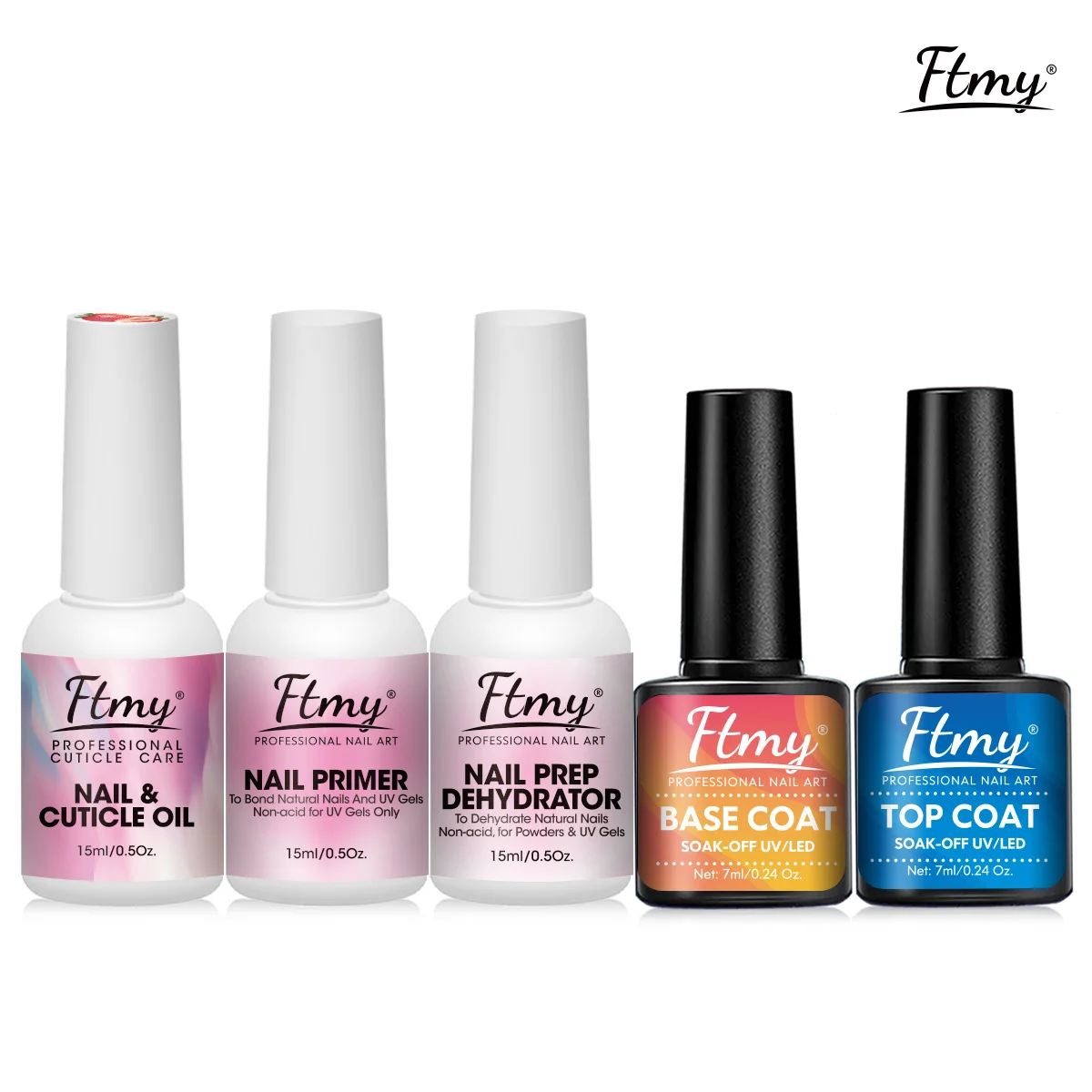 Deshidratador y imprimación de uñas, deshidratador de preparación de uñas Natural sin ácido de 0,24 oz/0,5 oz y capa Base adhesiva, polvo acrílico Nai, 5 uds.