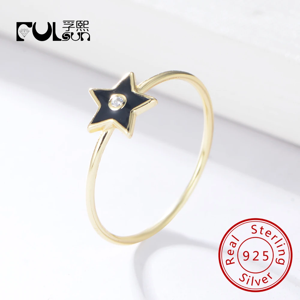 

Jewelry Bijoux Anillos Colourful Enamel Rings 925 Sterling Silver Cubic Zirconia Moon Women Trendy