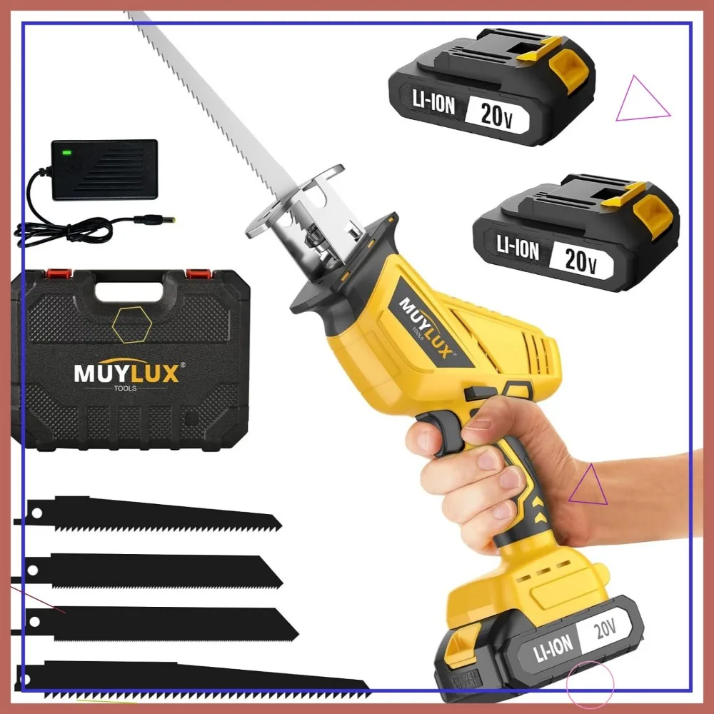 

Аккумуляторная сабельная пила 20 В с аккумулятором, переменной скоростью, сменным лезвием без инструментов для резки дерева и металла