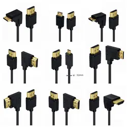 15CM OD 3.0mm Super Soft Micro HDMI-Compatible & Mini HDMI 2.0V Male Thin Short Cable 2k 4k Hd @60hz Light-weight Portable