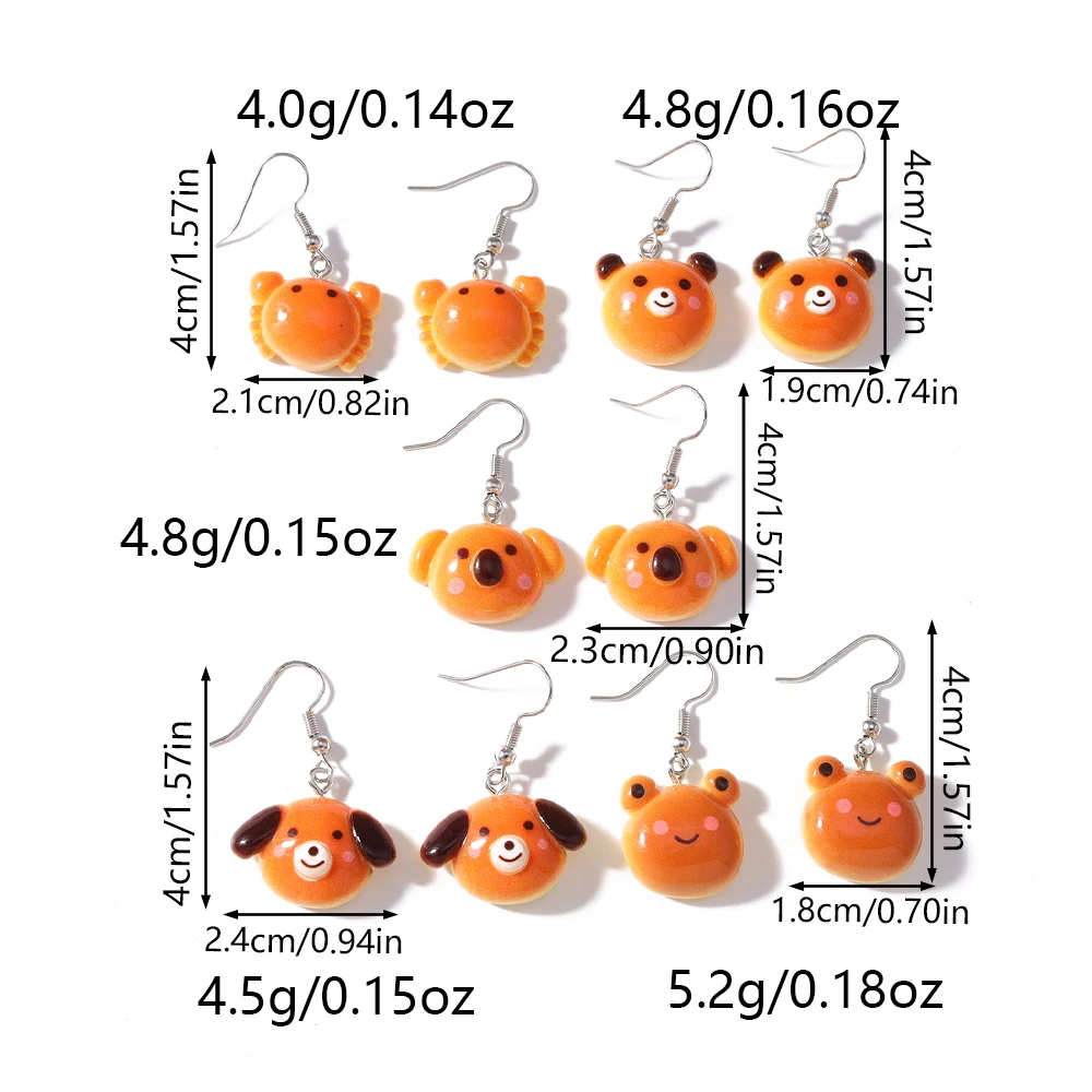 Aihua 10 Stück niedliche Cartoon-Tier-Kuchen-Brot-Ohrringe-Set, Acryl, Simulation von Lebensmitteln, Ohrringe für Frauen und Kinder, trendiger Schmuck, Geschenke – Detail 7