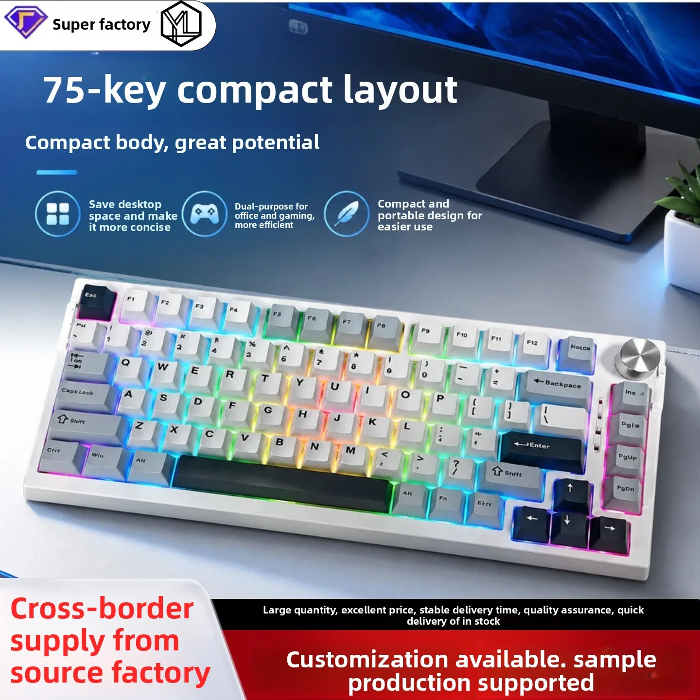 Percent Tri Mode Mechanical Keyboard Bluetooth G Type C Wired Rgb Backlit Custom Compact Gaming Laptop Pc Office Desk Setup