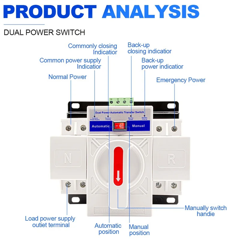

ABKO-LYQ1-63/2P AC230V Micro-Type Updated Version Circuit Breaker Dual Power Automatic Auto Transfer Switch Safe And Reliable