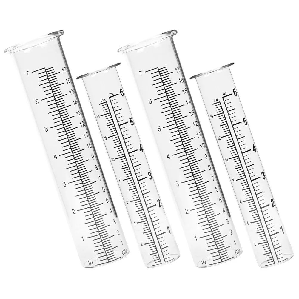 4Pcs Rain Gauge Glass Measuring Cylinders Outdoor Garden Rainfall Tool Precise Clear Scale Tubes Test Tube Rain Gauge