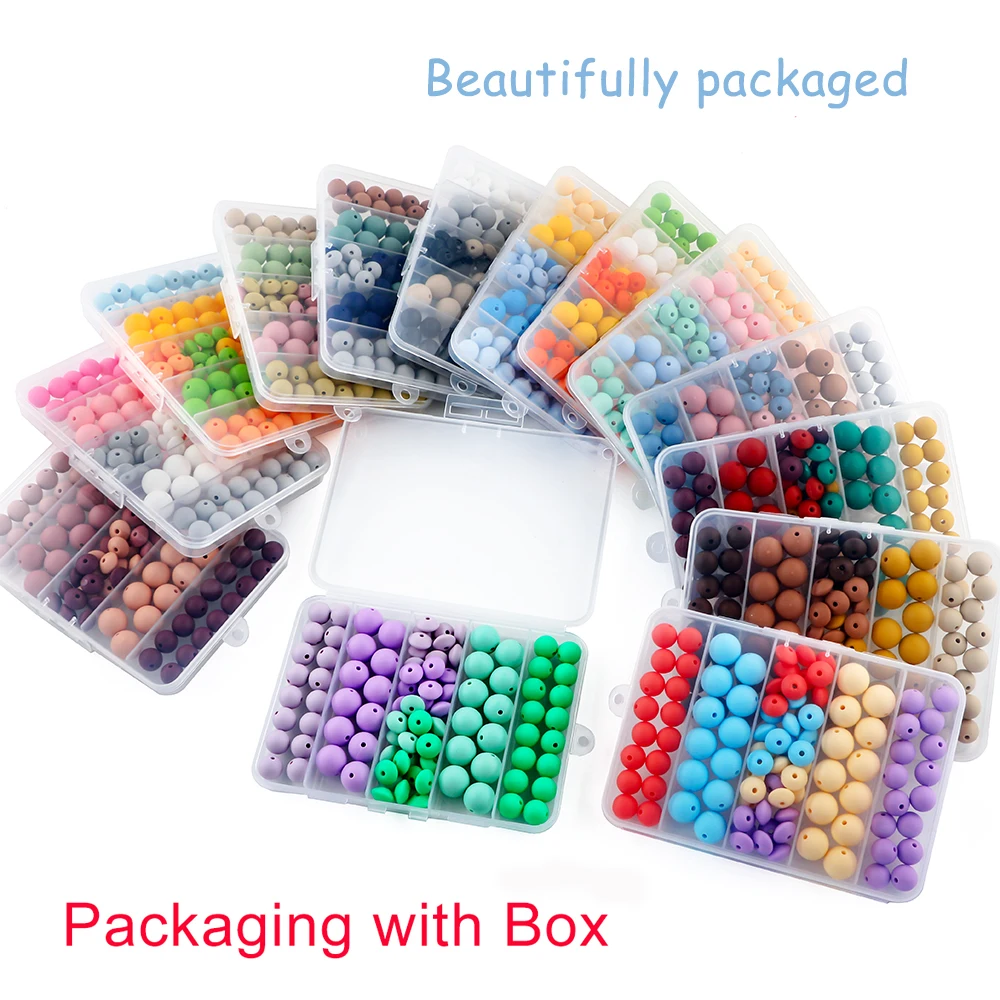 96Pcs/box 12/15MM Round Silicone Beads Lentil Beads Spacer Bead For Jewelry Making DIY Bracelet Keychain Jewelry Accessories