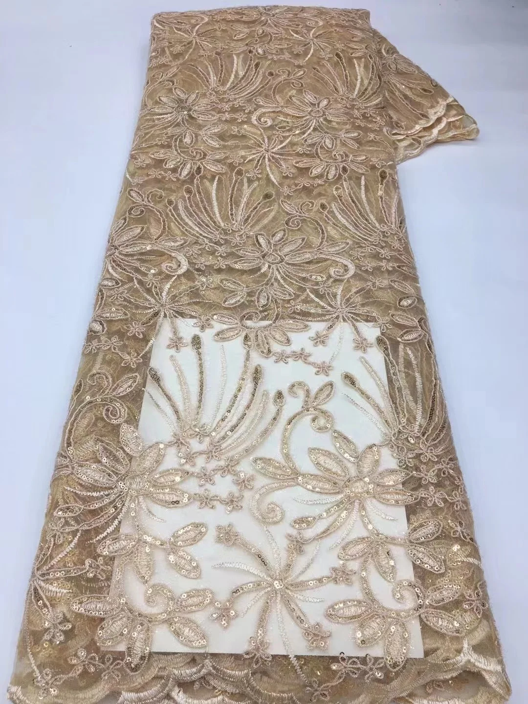 

Gold French Tulle Lace Fabric African Christmas Lace Fabric 2024 High Quality Nigerian Swiss Sequin Lace Fabric For Party Dress