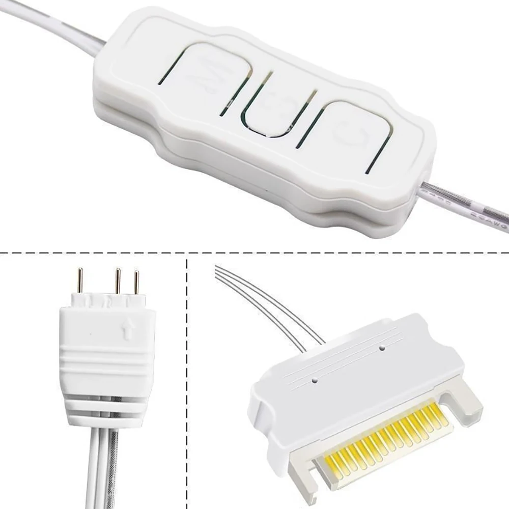 ARGB Mini Adaptador Controlador com Alongar Cabo, 5V, 3Pin, RGB Controlador para SATA Cabo de Controle de Alimentação