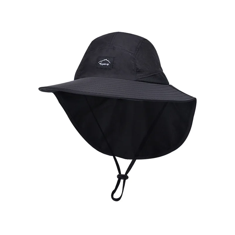 Summer Water-resistant Men\'s Fisherman Hats with Shawl Outdoor Hiking Fishing Breathable Wide Brim Bucket Hat Sun UV Protection