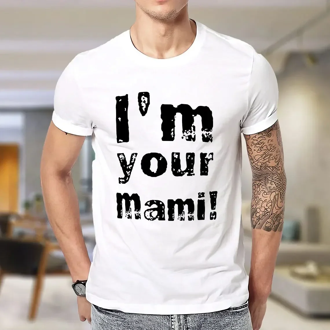 Boys White T Shirts Short Sleeve Tee summer T Shirt Men 2024 Men Clothing Rhea Ripley I’m Your Mami Cotton funny men clothing