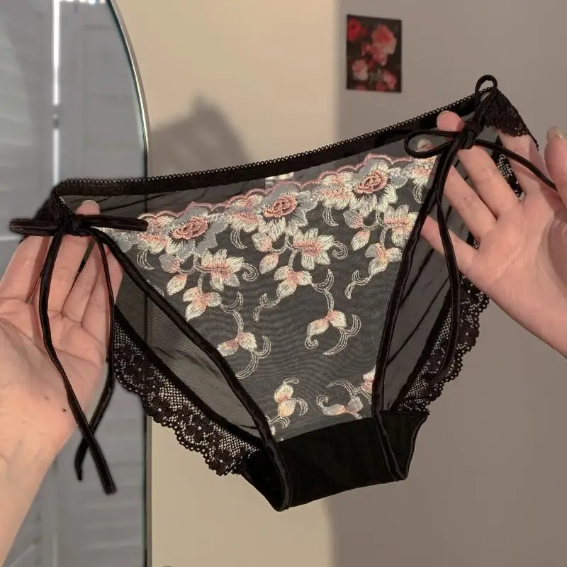 

Сексуальное женское нижнее белье: модные трусики-танга с кружевом, вышивкой, регулируемыми завязками, комфортные, соблазнительные, в французском стиле