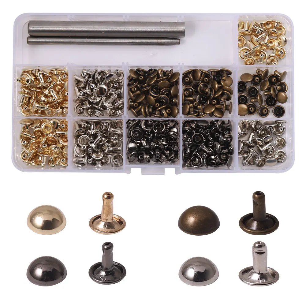 WUTA 50set Rame Puro Fungo Del Chiodo In Ottone Rotonda A Cupola Rivetti Studs Rivetti Decorativi Per I Vestiti Sacchetto Pattini Mestiere Del Cuoio