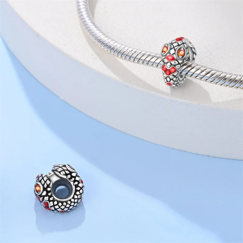 NEW 925 Sterling Silver Fashion Tarot Pendants Mysterious Spirit Snake Skull Rose Charms Beads Fit Qikaola Bracelets DIY Jewelry