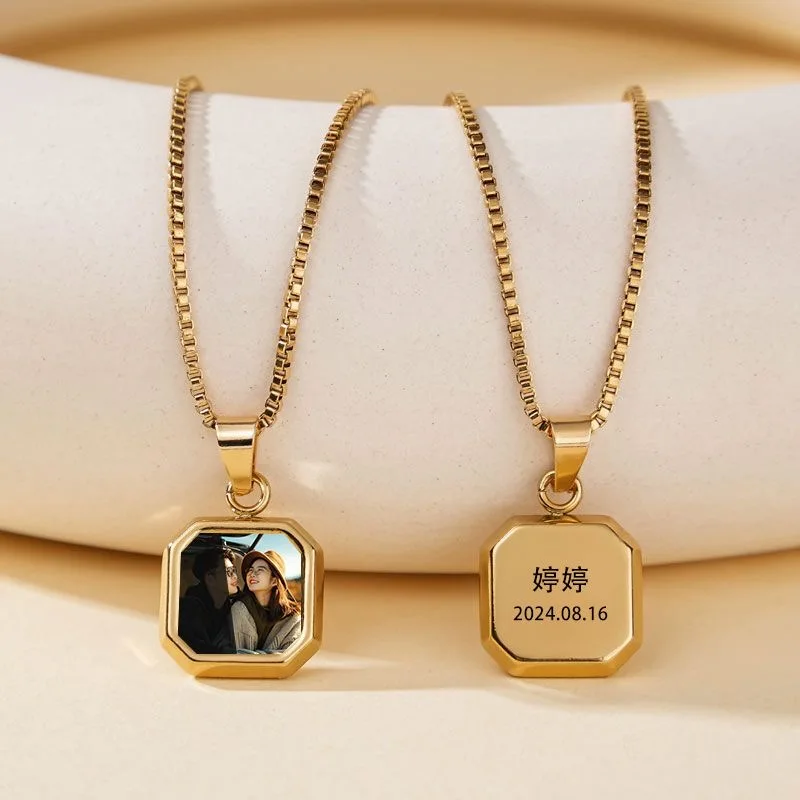 Custom Photo Necklace Chain Men Women Personalized Jewelry Customized Any Picture Pendant Mothers or Lover Gift