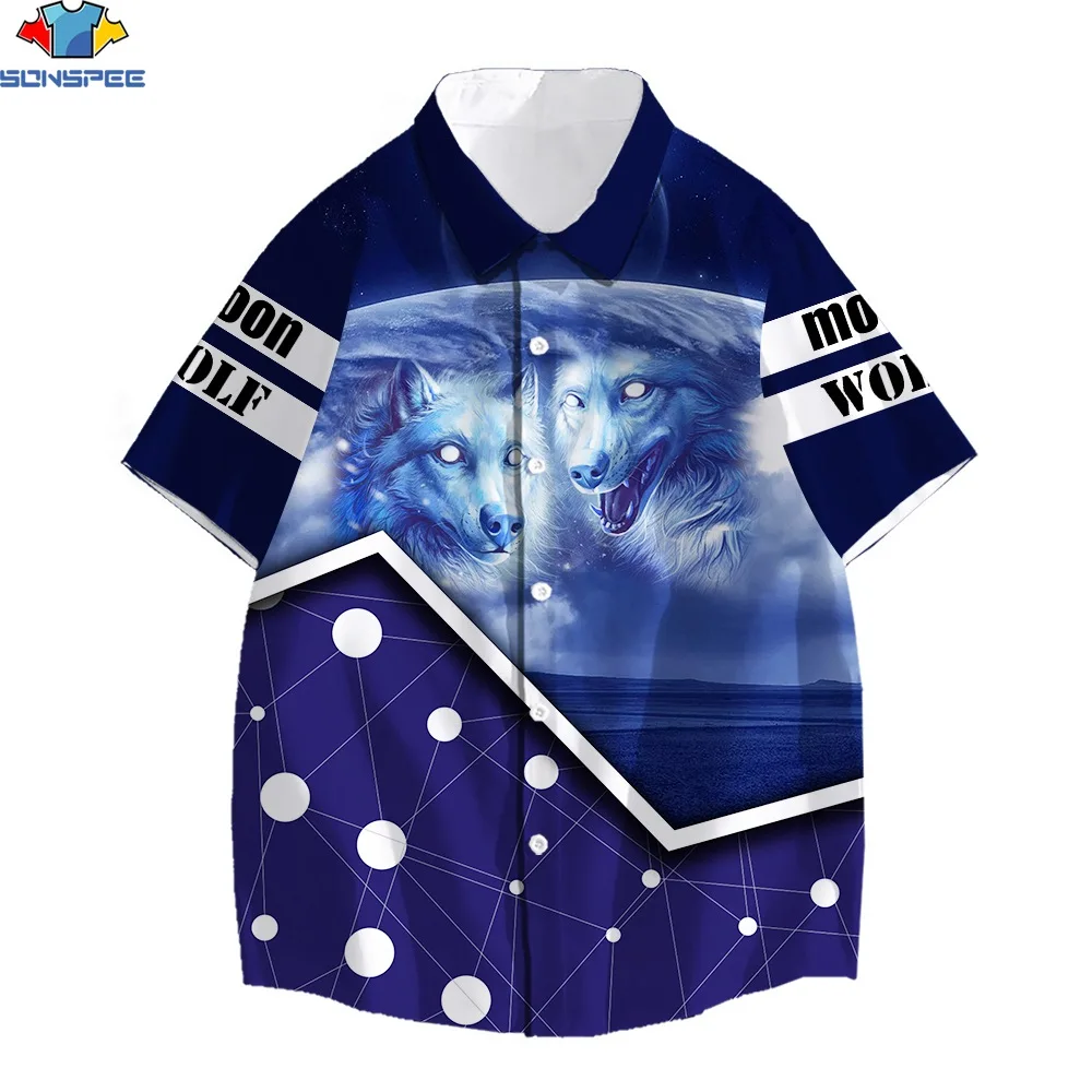 

SONSPEE 3D 2022 New Hawaiian Shirt Printed Shirts Wolf Animal Casual Beach Hip Hop Harajuku Clothing Lapel Short Sleeve Loose To