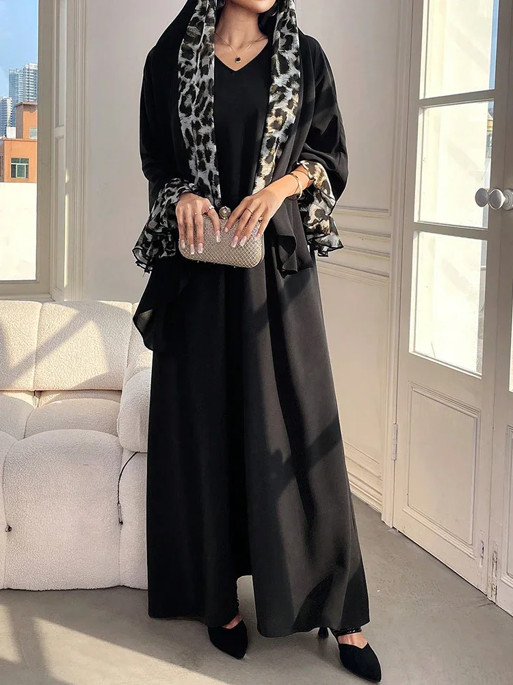 Mia Muse Ramadan Essentials Damska Muzułmańska Skromna Prosta Sukienka Maxi z Długim Rękawem i Dekoltem w Serek w Jednolitym Kolorze, Arabska Koszula Casual