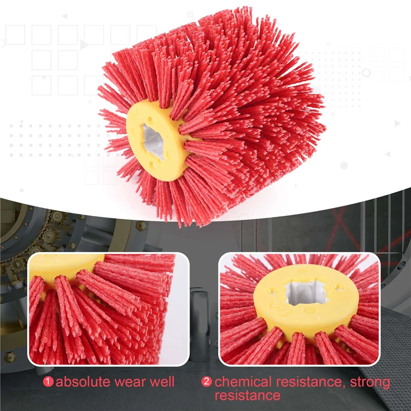 AY03-красные абразивные проволочные барабанные щетки для снятия заусенцев, полировки и полировки мебели, адаптер для угловой шлифовальной машины по дереву