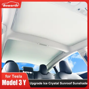 Upgrade Ijs Kristal Zonnedak Zonnescherm voor Tesla Model Y3 2023 2022 Dak Auto Zonnescherm Dakraam Blind Shading Nano Zonneklep Netto