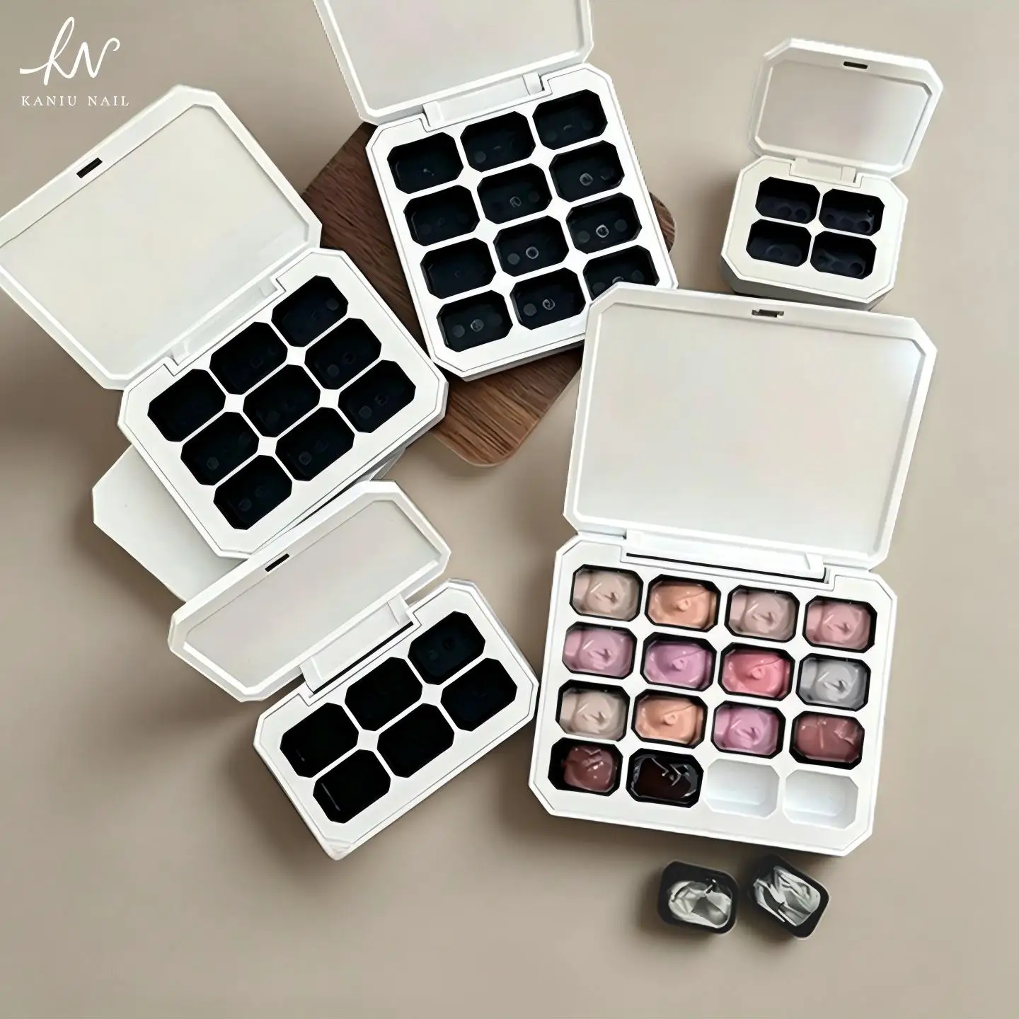 4/6/9 Grids Nail Gel Polish Dispensing Box Nail Gel Palette Portable Magnetic Palette DIY Assembly Nail Gel Storage With Lid