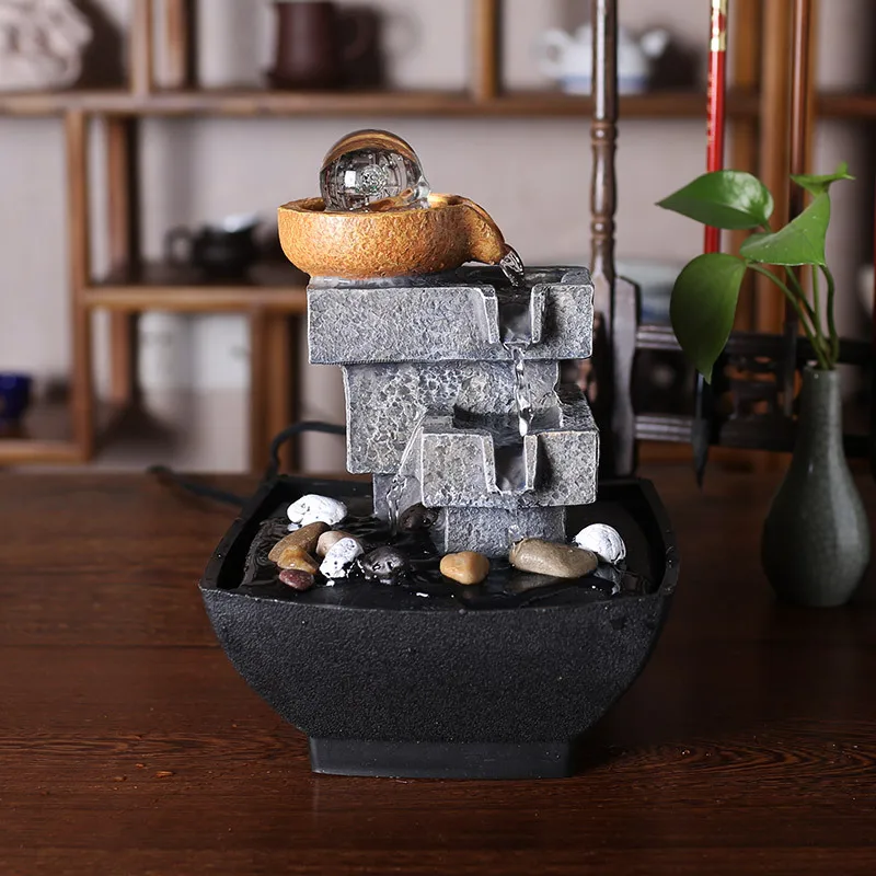 Company Office Good Fortune Feng Shui Fountain Keep Wealthy & Lucky Flowing Water Waterfall Desktop Ornaments