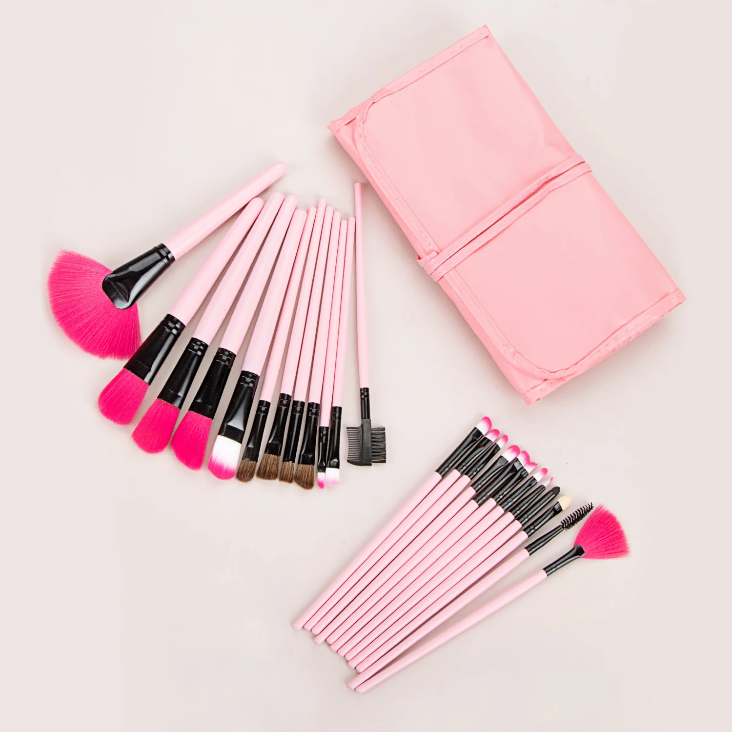 24‑Piece Pink Makeup Brushes Set With Storage Bag, Multi‑type Brushes for Blush, Eyeshadow, Contour Daily Cosmetic Tool