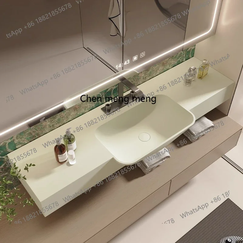 X  Corian light luxury and simple, semi-embedded basin single basin bathroom cabinet combination, face sink