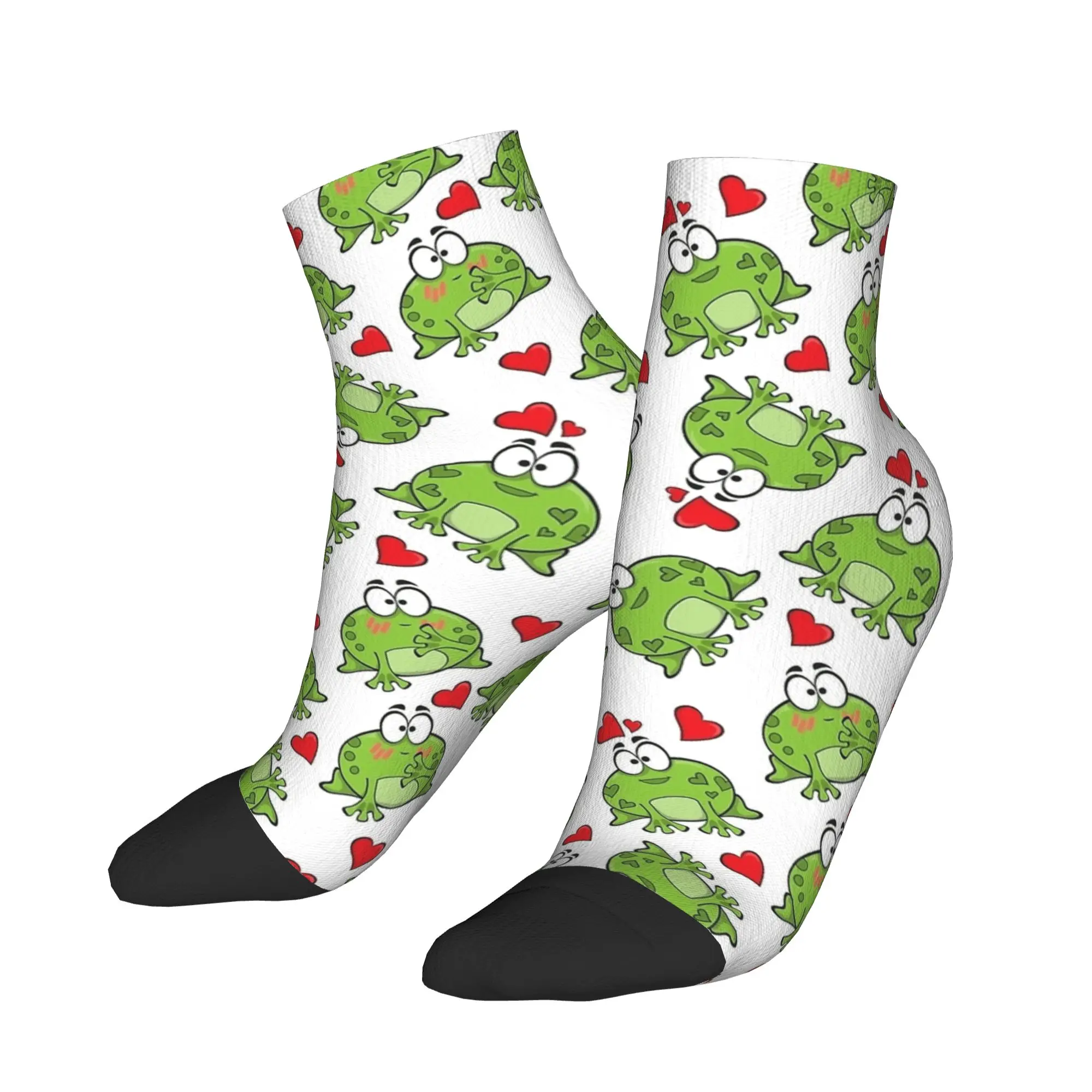 

Носки до щиколотки с красными сердечками для любителей лягушек, женские и мужские мягкие дышащие готические носки, осенние спортивные антибактериальные носки для бега с графическим рисунком, подарок