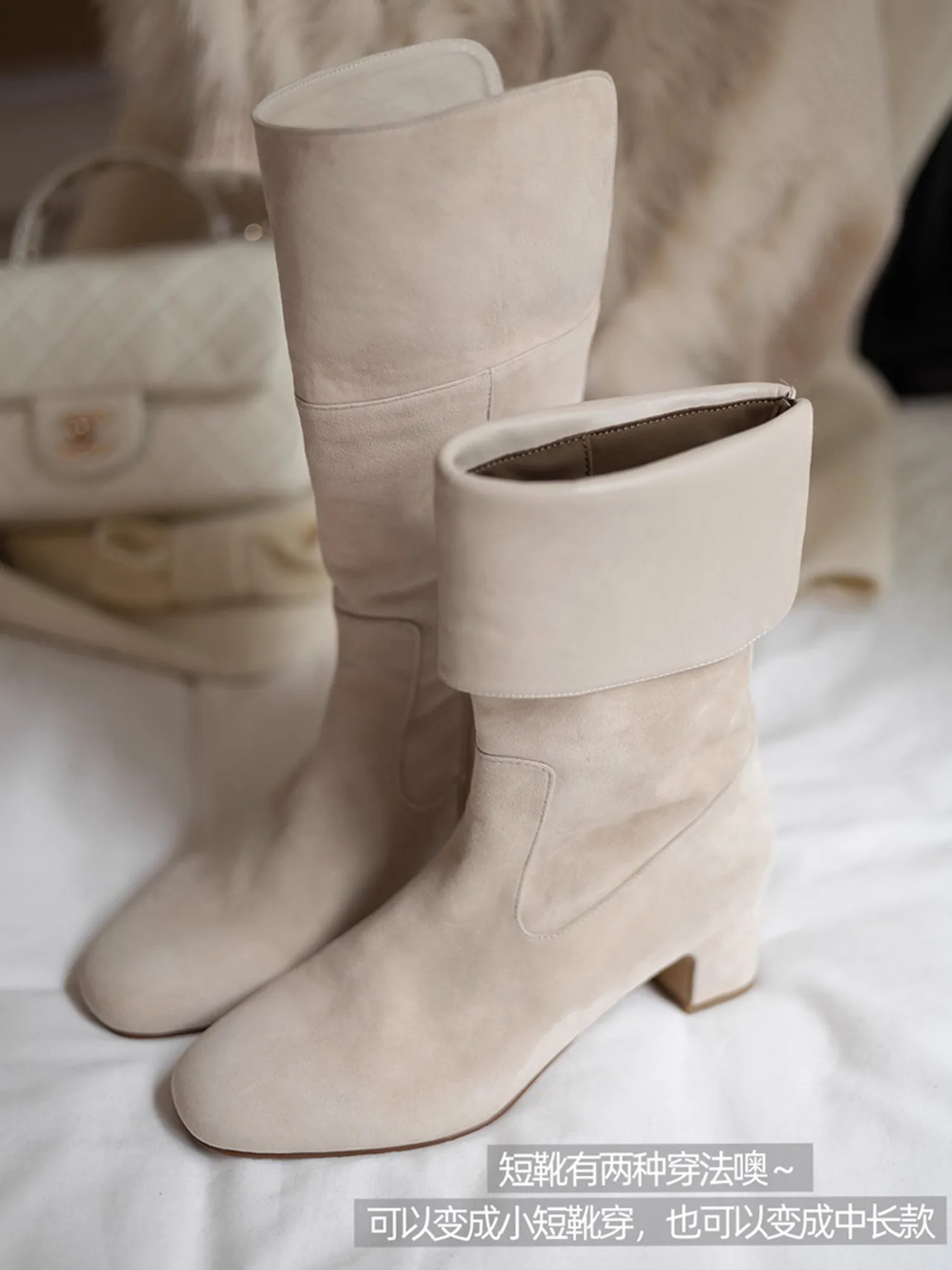 

Solid Zipper Long Boots Round Head Thick Heels Women Shoes Knee High Botas Zapatos Mujer