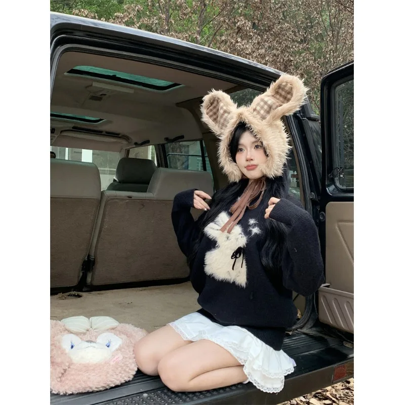 

Женский свободный длинный свитер Bla round Ne, осенний удобный топ маленького размера, осенний удобный топ