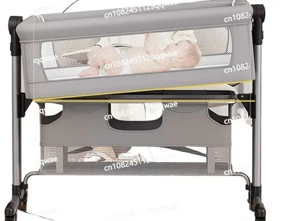 High Folding Crib Multifunctional Splicing Bed Movable Crib Neonatal Cradle