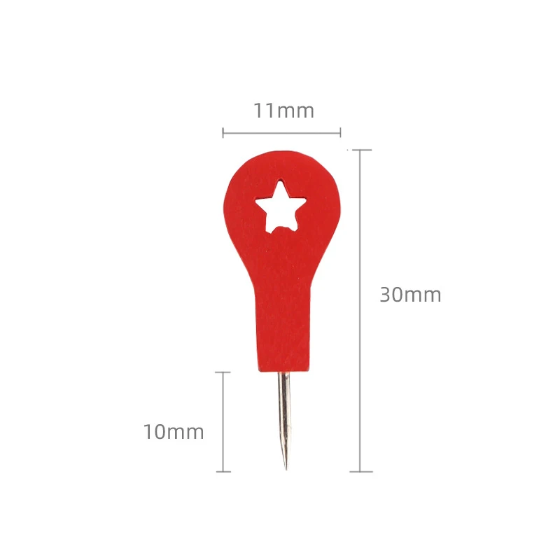 Boxed 35 Wooden Red Landmark Push Pins Creative Bulletin Board Message Board Photo Wall I-shaped Pins Push Pins